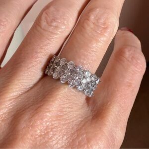 Sterling silver Clear crystal Mobwife Classic wide Band Ring